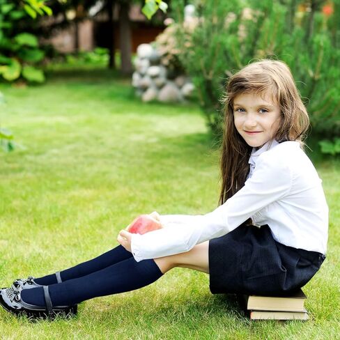 12 زوج زي مدرسي جورب فتاة الأزرق الداكن الركبة جورب القطن سلس جورب طويل للطفل بلون فوق العجل جورب in Kuwait