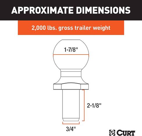 CURT 40050 Stainless Steel Trailer Hitch Ball, 2,000 lbs, 1-7/8-Inch Diameter, 3/4 x 2-1/8-Inch Shank in Saudi Arabia