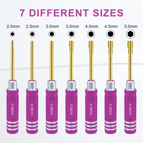 Hex Nut Screwdriver Set 2.0mm 2.5mm 3.0mm 3.5mm 4.0mm 4.5mm 5.0mm Hexagonal Head Nut Driver for Axial SCX24 Wheel Fixing 7PCS Screwdrivers Suit for RC Models Car Boat Helicopter in Saudi Arabia