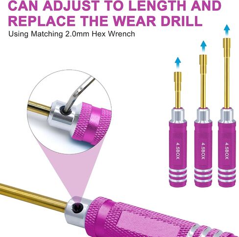 Hex Nut Screwdriver Set 2.0mm 2.5mm 3.0mm 3.5mm 4.0mm 4.5mm 5.0mm Hexagonal Head Nut Driver for Axial SCX24 Wheel Fixing 7PCS Screwdrivers Suit for RC Models Car Boat Helicopter in Saudi Arabia