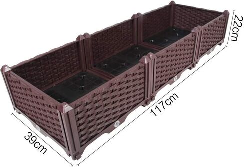 BAOYOUNI Rectangular Raised Garden Bed Kit Indoor Outdoor Plastic Planter Grow Box for Fresh Vegetables, Herbs, Flowers & Succulents, Brown, 76.77'' x 15.35'' x 8.66'' in Saudi Arabia