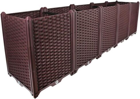 BAOYOUNI Rectangular Raised Garden Bed Kit Indoor Outdoor Plastic Planter Grow Box for Fresh Vegetables, Herbs, Flowers & Succulents, Brown, 76.77'' x 15.35'' x 8.66'' in Saudi Arabia