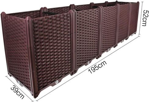 BAOYOUNI Rectangular Raised Garden Bed Kit Indoor Outdoor Plastic Planter Grow Box for Fresh Vegetables, Herbs, Flowers & Succulents, Brown, 76.77'' x 15.35'' x 8.66'' in Saudi Arabia
