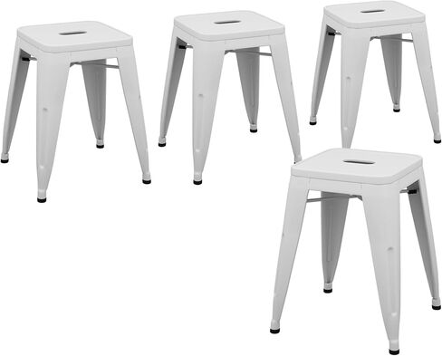 ALISH 18 Inch Stools Backless Metal Stool Stackable Short Stools School Chairs Metal Dining Chairs Set of 4 Stools for Classroom White in Saudi Arabia