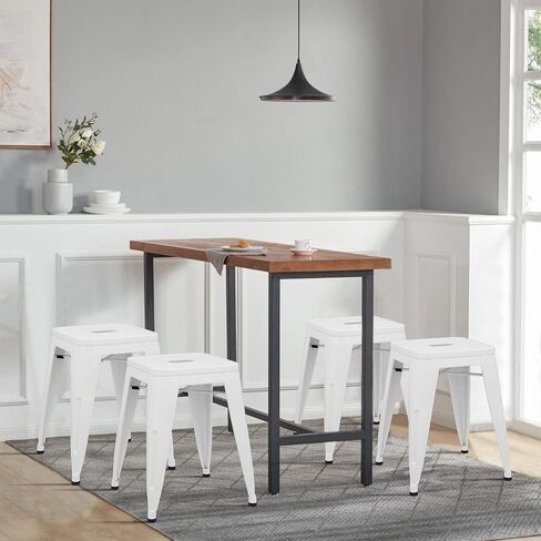 ALISH 18 Inch Stools Backless Metal Stool Stackable Short Stools School Chairs Metal Dining Chairs Set of 4 Stools for Classroom White in Saudi Arabia