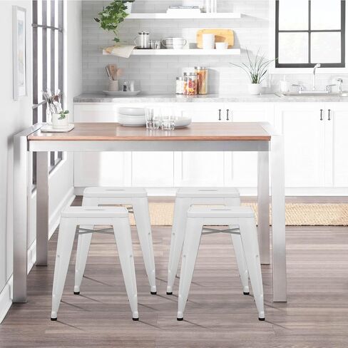 ALISH 18 Inch Stools Backless Metal Stool Stackable Short Stools School Chairs Metal Dining Chairs Set of 4 Stools for Classroom White in Saudi Arabia