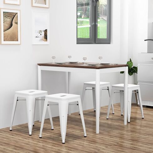 ALISH 18 Inch Stools Backless Metal Stool Stackable Short Stools School Chairs Metal Dining Chairs Set of 4 Stools for Classroom White in Saudi Arabia