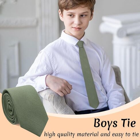 Boys Tie Cotton Kids Ties Solid Color Tie for Boys Necktie Self-Tie for kids in Saudi Arabia