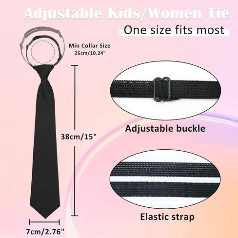 Ties for Women, Zipper School Ties for Boys/Girls, Clip on Ties for Women Girls in Saudi Arabia