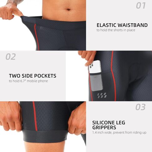 Men’s Cycling Underwear Bike Shorts 4D Padded Bicycle MTB Liner Shorts Pocket with Anti-Slip Leg Grips in Saudi Arabia