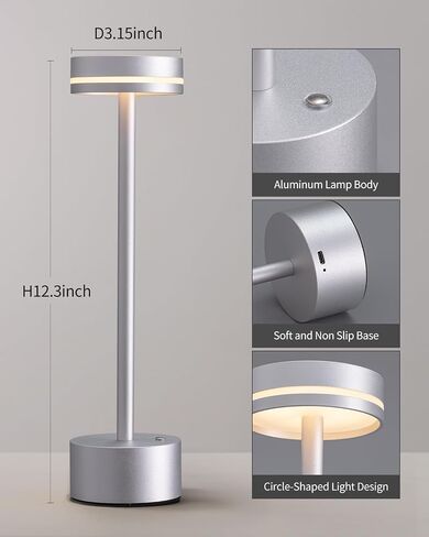 Cordless Table Lamp Set of 2, Battery Powered LED Desk Lamp Portable Table Lights 3-Level Brightness Touch Control, Lighting for Home Office Bedroom Hotel Restaurant Outdoor Night Light(Gold) in Saudi Arabia