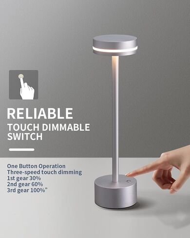 Cordless Table Lamp Set of 2, Battery Powered LED Desk Lamp Portable Table Lights 3-Level Brightness Touch Control, Lighting for Home Office Bedroom Hotel Restaurant Outdoor Night Light(Gold) in Saudi Arabia