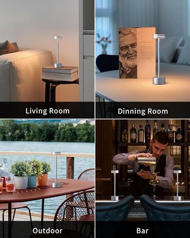 Cordless Table Lamp Set of 2, Battery Powered LED Desk Lamp Portable Table Lights 3-Level Brightness Touch Control, Lighting for Home Office Bedroom Hotel Restaurant Outdoor Night Light(Gold) in Saudi Arabia