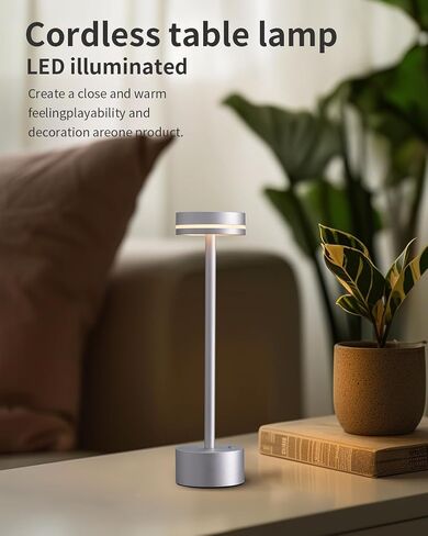 Cordless Table Lamp Set of 2, Battery Powered LED Desk Lamp Portable Table Lights 3-Level Brightness Touch Control, Lighting for Home Office Bedroom Hotel Restaurant Outdoor Night Light(Gold) in Saudi Arabia