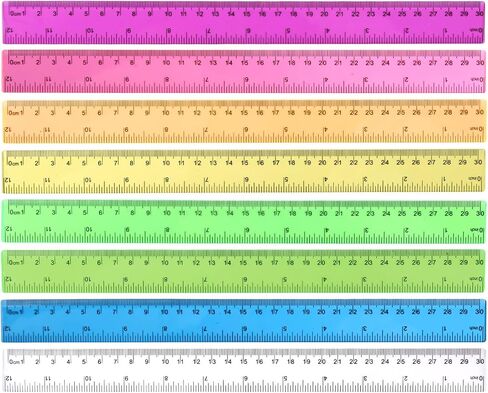 Koogel 8PCS Clear Rulers, Colorful Plastic Rulers 12 Inch Bulk for Classroom Straight Rulers with Centimeters and Inches for Kids School Office Home in Saudi Arabia