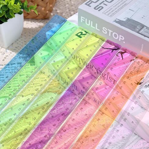 Koogel 8PCS Clear Rulers, Colorful Plastic Rulers 12 Inch Bulk for Classroom Straight Rulers with Centimeters and Inches for Kids School Office Home in Saudi Arabia