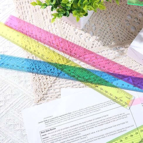 Koogel 8PCS Clear Rulers, Colorful Plastic Rulers 12 Inch Bulk for Classroom Straight Rulers with Centimeters and Inches for Kids School Office Home in Saudi Arabia