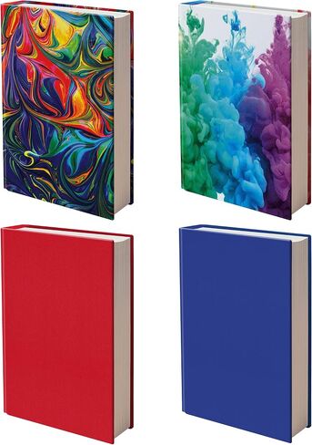 Easy Apply Stretchable Book Cover 4 Pack. 3 Design and 1 Solid Standard Jackets Fit Hardcover Textbooks Up to 8" x 10". Adhesive-Free, Nylon Fabric Protectors. Washable, Reusable Student School Supply in Saudi Arabia