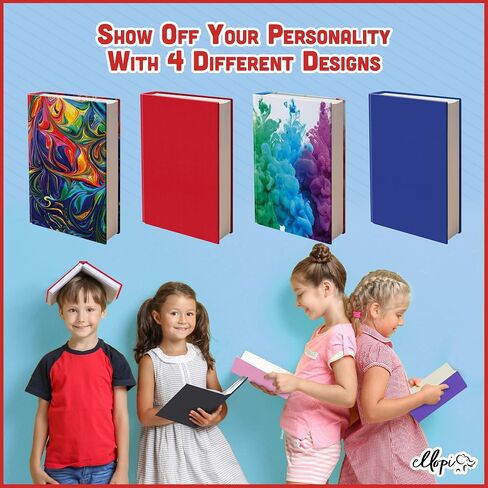 Easy Apply Stretchable Book Cover 4 Pack. 3 Design and 1 Solid Standard Jackets Fit Hardcover Textbooks Up to 8" x 10". Adhesive-Free, Nylon Fabric Protectors. Washable, Reusable Student School Supply in Saudi Arabia
