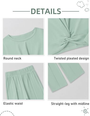Girls Fall Outfits Fashion Solid Long Sleeve Twist Crop Tops and Wide Leg Pants Girls Clothing Set in Kuwait