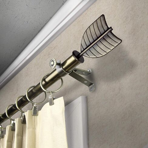 Rod Desyne Feather Adjustable Window Curtain Rod Set, 66 to 120-Inch, Antique Brass in Saudi Arabia
