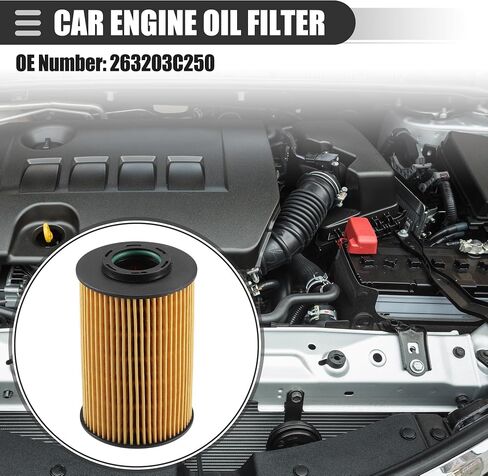 Motoforti Engine Oil Filter, for Kia Sedona 2008-2010, Plastic, with Gasket, No.263203C250, Yellow, 1 Set in Saudi Arabia