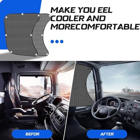 ظلال النوافذ الجانبية للشاحنات، حماية من الأشعة فوق البنفسجية للنافذة الجانبية، ملحقات نصف شاحنة داخلية، مناسبة لشاحنات Freightliner الدولية in Kuwait