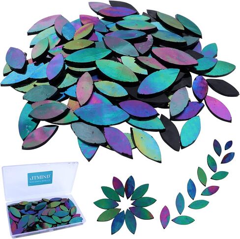 LITMIND 120 Pieces Assorted Colors Transparent Mosaic Glass Petals, Hand-Cut Stained Glass Mosaic Tiles for Crafts - Ideal for Mosaic Art and Décor in Saudi Arabia