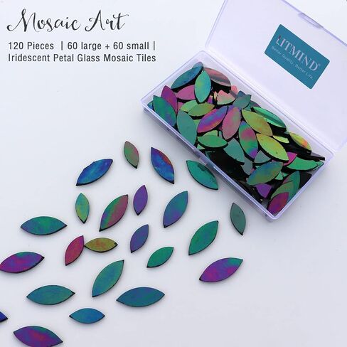 LITMIND 120 Pieces Assorted Colors Transparent Mosaic Glass Petals, Hand-Cut Stained Glass Mosaic Tiles for Crafts - Ideal for Mosaic Art and Décor in Saudi Arabia
