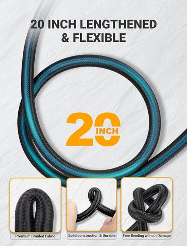 20 Inch Tire Inflator Hose Adapter, Car Air Hose Self-Locking Air Chuck w/Tire Schrader Valve Fine Thread & Presta Valve Adapter, Quick Connect & Release for Pump Air Compressor Attachments in Saudi Arabia