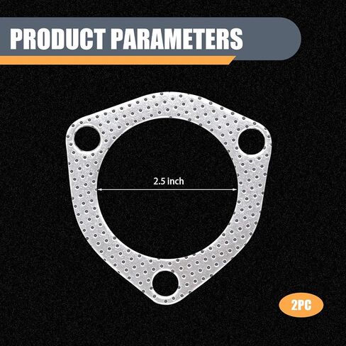 2 PCS Car Exhaust Gasket, High Temperature Resistance, Small Hole Design, Universal Waterproof Durable Metal Thickened Flange Gasket Replacement for Turbo Catback Headers (Silver #2.5In) in Saudi Arabia