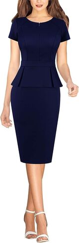 فستان VFSHOW للسيدات للعمل والمكتب والمكتب بسحاب أمامي من Peplum الاحترافي للكنيسة in Kuwait