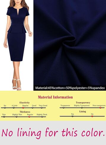 فستان VFSHOW للسيدات للعمل والمكتب والمكتب بسحاب أمامي من Peplum الاحترافي للكنيسة in Kuwait