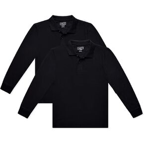 INGEAR Boys Long Sleve Polo Shirt for School Uniform, Golf or Casual Wear, Performance Polo Shirts for Boys 2PK