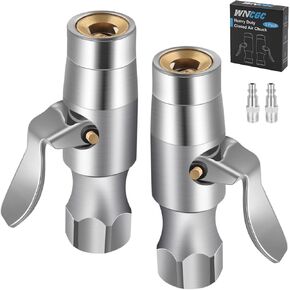 Air Chuck, Two Jaws Locking Air Chuck, 1/4" FNPT Closed Flow Lock on Tire Chuck for Tire Inflator Gauge Compressor Accessories, No Leakage