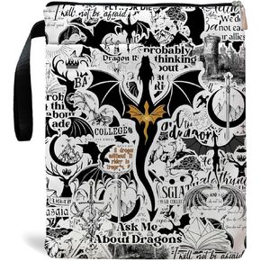 Romantasy Dark Academia Dragons Book Sleeve, Fantasy Novel Reader Gift, Bookish Gifts, Book Inspired Gift, Paperback Book Protector Book Cover Dragons Lovers Book Gifts (Dragons Book-Beige2)