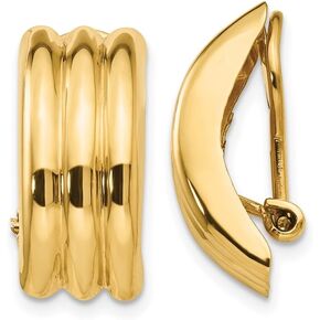 Diamond2Deal 14k Yellow Gold Omega Clip Non-pierced Earrings Fine Jewelry for Women (L- 0.75 inch, W- 0.33 inch)