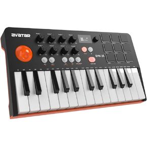 HXW EMP16 MIDI Pad Controller Beat Maker Machine For Finger Drumming Music Making, With Bluetooth, 16 RGB Velocity Sensitive Beat Pads, OLED Display, MIDI In and Out