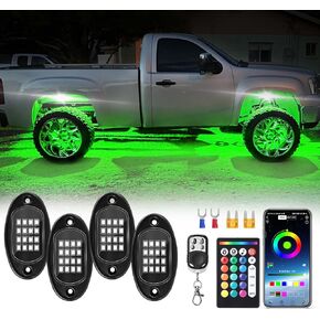 8Pods RGB LED Rock Lights Kit with APP/RF Remote Control, Car Underglow Lights with Dual Zone Brake Multicolor Neon Underbody Lights Waterproof 12V for Trucks Pickup Jeep Golf Cart SXS ATV