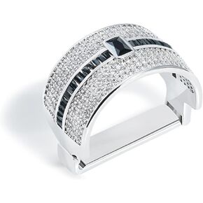 Sparkling Crystal Men's Neck Tie Ring Tie Clasp Necktie Clips Holder Tie Accessories with Box for Wedding Jewelry Gift