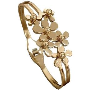 Celestara 18K Gold-Plated Eauropean Style Floral Cuff Bangle Bracelet, Free-Size, with Exquisite Box & Pouch