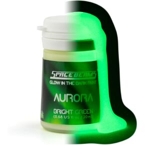 SpaceBeams Glow in the Dark Paint, 0.68 fl oz (20ml), Aurora Bright Green, Non-Toxic, Water Based