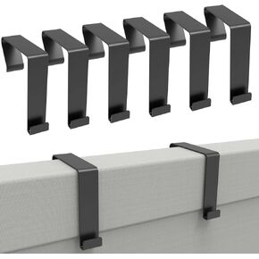 6 Pcs Office Cubicle Hangers Over The Door Hook,Cubicle Walls Hooks Universal Panel Partition Metal Hooks for Hanging File Bins,Keys,Whiteboard (Silver)