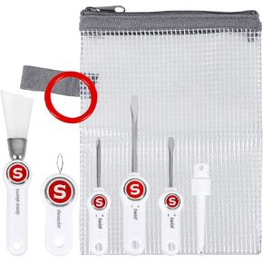 SINGER Machine Sewing & Maintenance Bundle - 7-Piece Set: 3-Piece Screwdriver set, Angled-Edge Lint Brush, Slant Tip Tweezers, & Serger Machine Needle Threader