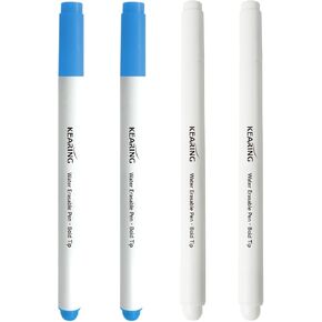 KEARING Air Water Erasable Pen with Eraser, Disappearing Ink Pen for Fabric Embroidery,4 Count Pack