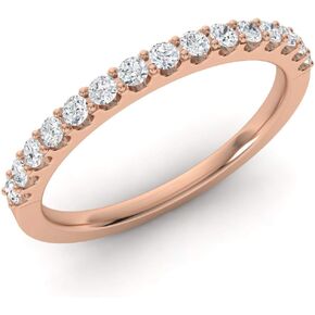 Diamondere Natural and Certified Gemstone and Diamond Wedding Ring in 14K White Gold | 0.38 Carat Half Eternity Stackable Band for Women, US Size 4 to 9