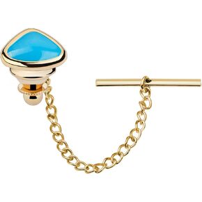 Tie Pins Tie Tacks for Men with Chain, Hand Polished Gemstone, Mens Jewelry or Accessories for Wedding Birthday Anniversary Christmas Valentine's Day