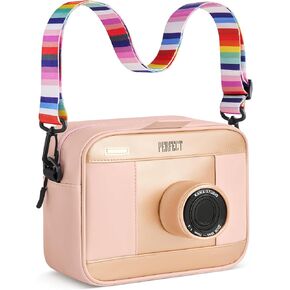 Little Girls Purse | Big 9.8 x 7 x 2.8 Inches Kids Purse | Toddler Purse w/ 2 Compartments, Mock Lens | Glimmering Purse for Girls 10-12 | Cute Girl Bag for Toys for Girls 3-5 (Pink)