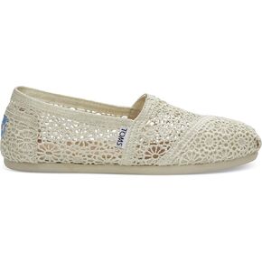 TOMS Women's 10007858 Natural Moroccan Crochet Alpargata Flat