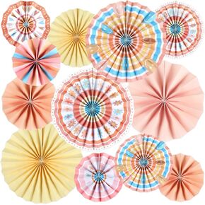 12 PCS Groovy Classroom Decorations for Teachers Groovy Boho Hanging Paper Fans for Classroom Hippie Theme Bulletin Board Paper Garlands Tissue for School Classroom Garland Ceilings Wall Decorations